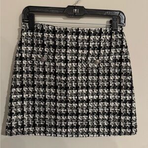 H&M Black and White Tweed Mini Skirt